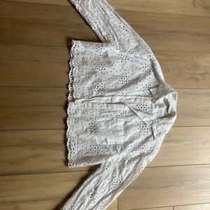 Zara White Eyelet Lace Blouse
